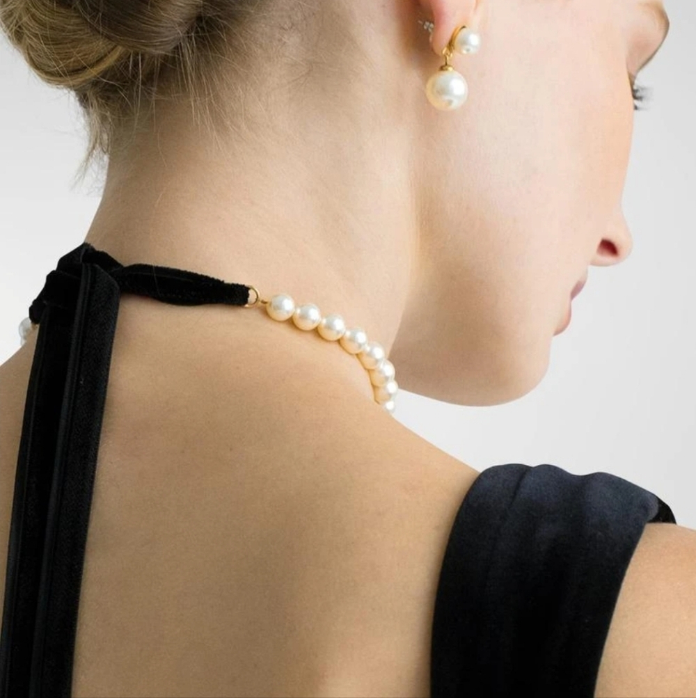 Jennifer Behr, Pearl Ribbon Tie, Necklace